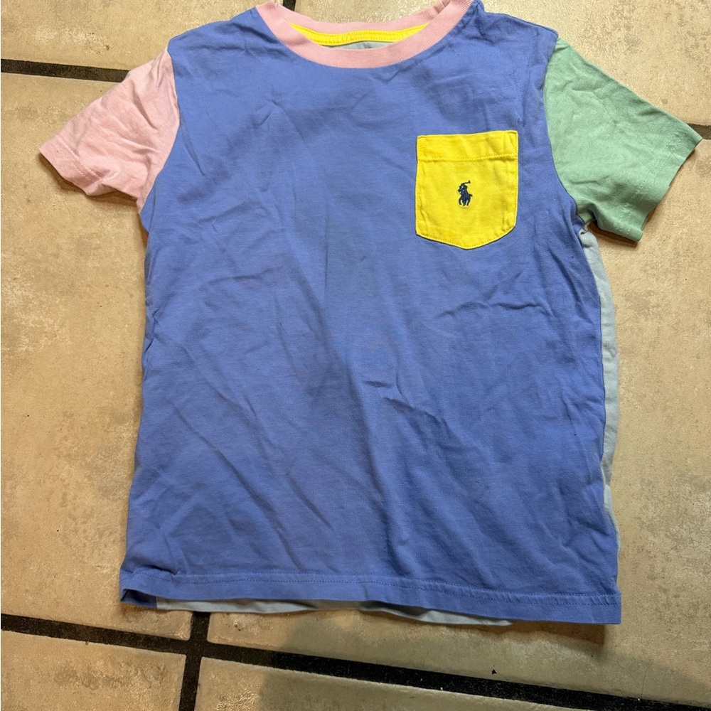 Polo by Ralph Lauren Blue Tee with Yellow Pocket